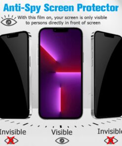 Alternative view of [1+1 Pack] For iPhone 13 Pro max Privacy Glass Screen Pro maxtector + Camera lens Pro maxtector, Anti-Glare 360 Degree Privacy 9H Anti-Spy Tempered Glass Screen Pro maxtector,for iPhone 13 Pro max (6.7 Inch)