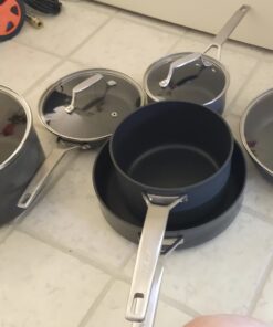 MSMK 10-Piece Pots and Pans Set non stick, Durable and Stable Cookware Sets for building a starter kitchen or refreshing, Even Heating, Easy Clean-Up, Comfortable Handling, Induction Compatibility Cookware Set(10-piece) 45 61grzfqYe7L