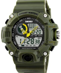 FANMIS Mens Analog Digital Dual Display Sports Watches Military Multifunctional 50M Waterproof LED Watch with Alarm Stopwatch Backlight 12H/24H Outdoor Running Swimming Green 22 61gsyJQnJCL