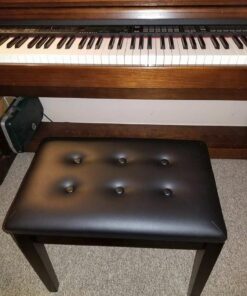 Smartxchoices 22''L Cushion Padded Piano Bench with Storage PU Leather Keyboard Stool Ebony Solid Wooden Seat Black 29 61gvhPTL9zL