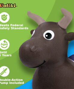 WALIKI Bouncy Horse Hopper Toy | Hopping Pony for Toddlers | Baby First Birthday Gift 18 Month 1 2 3 Year Old | Benny The Jumping Bull Inflatable Brown 14 61gw4zF0LKL