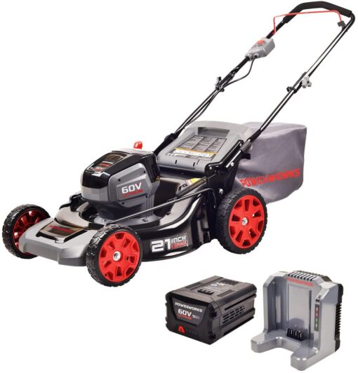 POWERWORKS 60V 21-inch Brushless HP Mower, 5Ah Battery and Charger Included MO60L513PW 5 Ah Battery and Charger