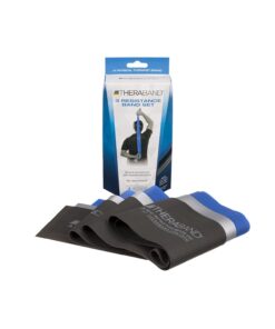 THERABAND Resistance Bands Set, Professional Elastic Band For Upper & Lower Body Exercise, Strength Training without Weights, Physical Therapy, & Pilates, Blue & Black & Silver, Advanced Non Latex Blue/Black/Silver - Super Advanced Set 11 61gzGv9MTmL