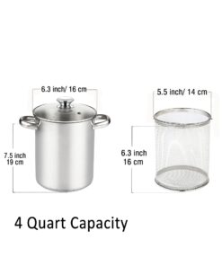 Cook N Home Deep Fryer Pot, Japanese Tempura Small Stainless Steel Deep Frying Pot, 304 Stainless Steel with Oil Drip Drainer Rack, Glass Lid, 6.3 inch/ 4Quart, for Kitchen French Fries, Chicken 13 61gzJG0ezfL