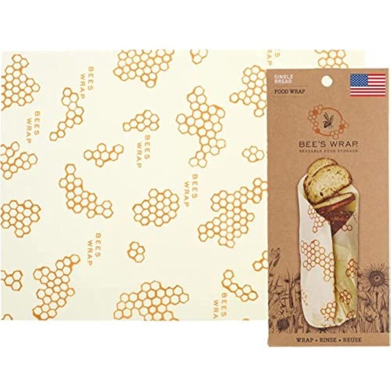Bee's Wrap Reusable Beeswax Food Wraps Made in the USA, Eco Friendly Beeswax Food Wrap, Sustainable Food Storage Containers, Organic Cotton Food Wrap, XL Bread Wrap for Homemade Bread, Honeycomb Print