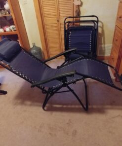 Best Choice Products Set of 2 Adjustable Steel Mesh Zero Gravity Lounge Chair Recliners w/Pillows and Cup Holder Trays, Navy Blue 45 61gzz2SHtLL