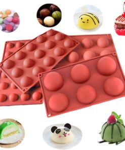 Semicircle Silicone Mold,Shxmlf Half Sphere Chocolate, Candy and Gummy Mold Teacake Bakeware Set for Cake Decoration Mousse Dome Jelly Ice Cream Bombe Cupcake Baking Mold, Assorted Size,Set of 4 4PACK 20 61h08bHI7nL