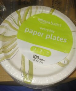 Amazon Basics Everyday Paper Plates, 8 5/8 Inch, Disposable, 100 Count 15 61h1RiealiL