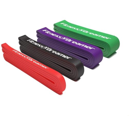 Fitness Dreamer Resistance Bands, Exercise Loop Bands and Workout Bands, Fitness Bands for Training or Physical Therapy-Improve Mobility and Strength 4 set Red&Black&Purple&Green