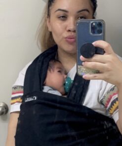 CuddleBug Baby Wrap Sling + Carrier - Newborns & Toddlers up to 36 lbs - Hands Free - Gentle, Stretch Fabric - Ideal for Baby Showers - One Size Fits All (Black) Black 31 61h43olPAKL