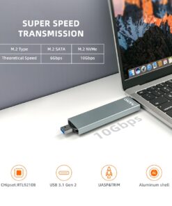 Alternative view of MAIWO M.2 SSD Enclosure Adapter,USB C USB3.1 to M.2 NVME/SATA,MAX 10Gbps,Support 4TB Storage Expansion,Support M or B+M Key,Aluminum Alloy,Automatic Sleep,Dual Interface (FIts 2230/2240/2260/2280)