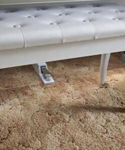 HOMCOM Piano Bench, Duet Piano Chair with Faux Leather Padded Cushion and Wooden Frame, Button Tufted Keyboard Bench, White Country White 54 61h5559fJQL