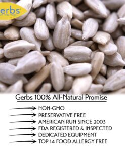 GERBS Raw Sunflower Seed Kernels No Shell 2 lbs., Hulled, Top 14 Allergy Free Foods, Healthy Superfood Snack, Non GMO, No Oils, No Preservatives, Resealable Bag, Gluten & Peanut Free, Vegan, Keto, Kosher 2 Pound (Pack of 1) 26 61h6iQNT2uL 1