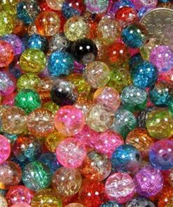 Alternative view of 50pcs Mix 2-Tone Crackle Lampwork Glass Round Beads 8mm ~Loose Beads~ Over 16colors Mixed