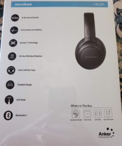 Soundcore Anker Life Q20 Hybrid Active Noise Cancelling Headphones, Wireless Over Ear Bluetooth Headphones, 40H Playtime, Hi-Res Audio, Deep Bass, Memory Foam Ear Cups, for Travel, Home Office Black 48 61h811hJnfL