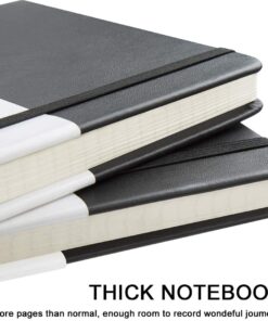 Huhuhero Lined Notebook Journal, 120Gsm Thick Paper Journals for Writing, 5 Pack Hardcover Leather Notebooks for Men Women, Daily Journal for Work Business Note Taking, Office School Supplies 5"×8.25" Black 22 61h8SqxMEAL