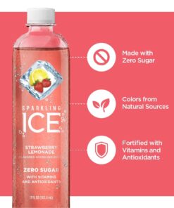 Alternative view of Sparkling Ice, Strawberry Lemonade Sparkling Water, Zero Sugar Flavored Water, with Vitamins and Antioxidants, Low Calorie Beverage, 17 fl oz Bottles (Pack of 12)
