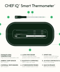 CHEF iQ Smart Wireless Meat Thermometer with 2 Ultra-Thin Probes, Unlimited Range Bluetooth Meat Thermometer, Digital Food Thermometer for Remote Monitoring of BBQ Grill, Oven Hub + 2 Probes (2023) 46 61h9 b49i9L