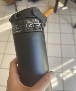 THERMOS FUNTAINER 16 Ounce Stainless Steel Vacuum Insulated Bottle with Wide Spout Lid, Black Matte Matte Black 19 61h9PJZNh L