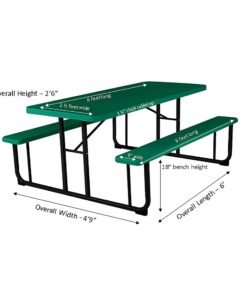 Norwood Commercial Furniture Blow- Molded Plastic Picnic Table, Green/Black, NOR-PTBM7260-6-10, 72"D x 57"W x 30"H 1-(Pack) 32 61hAgXZqbS