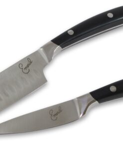 Emeril Lagasse Razor Sharp 2 Piece Chef Knife Set - 5 inch Santoku Knife, 3.5 Inch Stainless Steel Paring Knife, Forged Steel Clad Emerilware - Black Handles 16 61hBUVilr3L