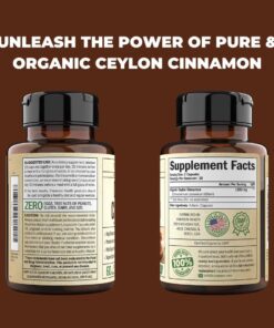 Organic Ceylon Cinnamon Capsules - Ceylon True Cinnamon Supplements (Canela de Ceylan) for Inflammation Balance, Cognitive Function, Metabolic, Antioxidant Support. Non-GMO. Vegan. 60 Caps Made in USA 29 61hBzxf7s5L