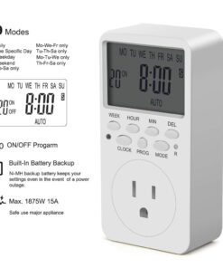 CANAGROW Outlet Timer, 𝟕 𝐃𝐚𝐲 Wall Plug in Light Timer Outlet, Indoor Digital 𝐏𝐫𝐨𝐠𝐫𝐚𝐦𝐦𝐚𝐛𝐥𝐞 Timers for Electrical Outlets, 3-Prong Outlet for Appliances, 𝟏𝟓𝐀/𝟏𝟖𝟎𝟎𝐖 1 Pack 13 61hCU v3L0L