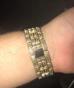 Men's 45mm Iced Diamond Watch with Roman Dial and Bling-ed Out Adjustable Metal Strap - Quartz Movement - 14k Gold or Silver - Watch, Bracelet Set or Tennis Chain Set 21 61hD5D9B73L