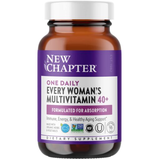 New Chapter Women's Multivitamin 40 Plus for Energy, Healthy Aging + Immune Support with 20+ Nutrients -- Every Woman's One Daily 40+, Gentle on the Stomach, 96 Count 96 Count (Pack of 1)