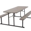 COSCO Outdoor Living 6 ft. Folding Picnic Table, Taupe Wood Grain with Brown Legs 35 61hDg8C3ZjL