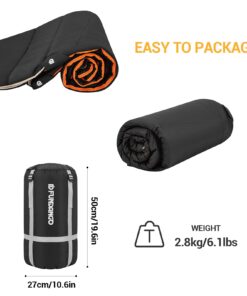 FUNDANGO 3-in-1 XL Queen Double 2 Person Sleeping Bag with 2 Pillows for Family, Couple, Adult, Oversize Lightweight Waterproof Warm Weather Sleeping Bag for Camping, Hiking, Backpacking, Blue BLACK 11 61hEstsFeHL
