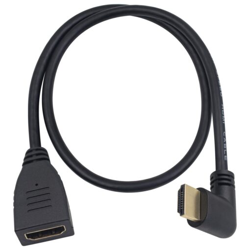 Poyiccot HDMI 2.0 Extension Cable 90 Degree, 2 Feet / 60cm HDMI Extender High Speed Left Angle HDMI Male to Female Extension Cable 60Hz, 4K 2K (F/M Left)