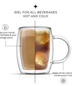 Alternative view of JoyJolt Double Wall Glass Coffee Mugs - 13.5oz Double Walled Glasses, Thermal Borosilicate Glass Insulated Coffee Mug. Clear Coffee Glass Cup, Cappuccino Mug, Iced Coffee Cup, Tea Mugs