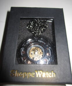 ShoppeWatch Men’s Pocket Watch with Chain | Hand Winding Vintage Pocket Watch | Classic Mechanical Movement Pocketwatch | 1920s Railroad Steampunk Costume Accessory Black 23 61hGiL2j9zL