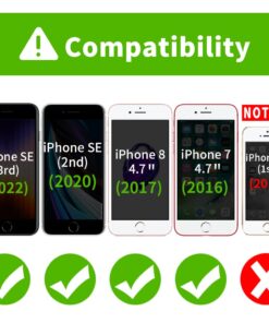 FYY Leather Case with Mirror for iPhone SE Case 2022 (3rd Gen)/iPhone SE Case 2020 (2nd Gen)/iPhone 7 Case/iPhone 8 Case 4.7",Wallet Flip Folio Phone Case with Mirror and Wrist Strap-Mint Green A-Mint Green 9 61hJ71h099L 1