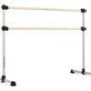 Vita Vibe - Prodigy Series: Traditional Wood Double Bar Freestanding Ballet Barre USA Made (4 FT - 8 FT) Multiple Color Choices (Satin Silver, 5 FT)