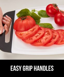 The Original Gorilla Grip Oversized 100% BPA Free Reversible Durable Kitchen Cutting Board Set of 3, Dishwasher Safe, Nonslip Handle Border Plastic Boards, Juice Grooves, Chopping Food, Cooking, Black Large (Pack of 3) Black/White 29 61hKs9Fbo3L