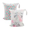 ALVABABY 2pcs Cloth Diaper Wet Dry Bags Waterproof Reusable with Two Zippered Pockets Travel Beach Pool Daycare Soiled Baby Items Yoga Gym Bag for Swimsuits or Wet Clothes L5166 01 flower 5166 17 61hO9jz7jL