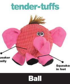 SmartPetLove Snuggle Puppy Tender-Tuffs Ball - Round Pink Elephant Plush Dog Toy - Cute and Fun Plush Ball with Squeakers 11 61hRH54YKGL