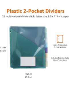 Amazon Basics Two Pocket Plastic Dividers, 8 Tab Set, 24 Count (Pack of 3), Letter Size, Assorted Color 28 61hTIbYhu4L