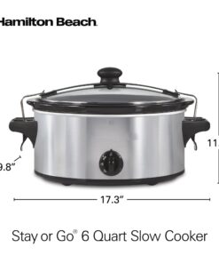 Alternative view of Slow Cooker, 6 Quart Capacity, Lid Lock, Serves 7+, Removable Crock (Color : Silver)