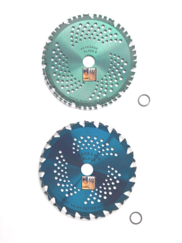 Catalog 8 2pk-8"-COMBO PACK - (1) 20 teeth HAWK & (1) 44 teeth VIPER - "HYBRID" Pack - RENEGADE BLADE® - Carbide Brush Cutter weed eater Blades - 203mm diameter
