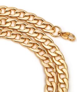 Men Gold Necklace Chain, Gold Plated Figaro Chain Link, Stainless Steel 8mm Wide Curb Hip Hop Chian Necklace 24Inch 7 61hVtlyEbOL