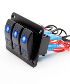 FXC Rocker Switch Aluminum Panel 3 Gang Toggle Switches Dash 5 Pin ON/Off 2 LED Backlit for Boat Car Marine Blue 22 61hXrO05mYL