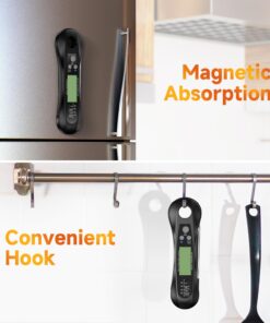 Meat Thermometer Digital, Meat Thermometers for Grilling and Cooking, Waterproof Instant Read Food Thermometer with Accurate Readings, Large LED Backlit Display and Foldable Probe for Kitchen & BBQ Black 30 61hYOqG48YL