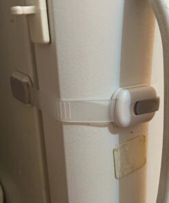 Child Safety Strap Locks (10 Pack) Baby Locks for Cabinets and Drawers, Toilet, Fridge & More. 3M Adhesive Pads. Easy Installation, No Drilling Required, White/Gray 38 61hYoLkpICL