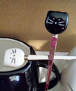 Teagas Cat Coffee Mugs for Crazy Cat Lady - Black & White Ceramic Cat Coffee Mugs and Cute Cat Spoons Set for Coffee Tea 12oz Black/White 31 61hZ29E7MML