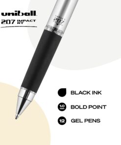 Uniball Signo 207 Impact RT Retractable Gel Pen, 12 Black Pens, 1.0mm Bold Point Gel Pens| Office Supplies by Uni-ball like Ink Pens, Colored Pens, Fine Point, Smooth Writing Pens, Ballpoint Pens 15 61hay V uVL