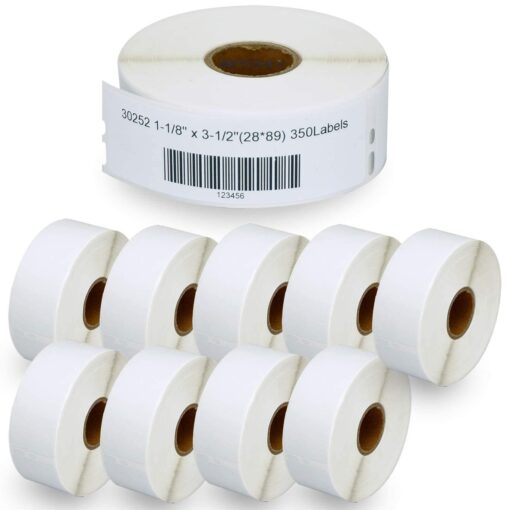 BETCKEY - Compatible DYMO 30252 (1-1/8" x 3-1/2") Address & Barcode Labels - Compatible with DYMO Labelwriter 450, 4XL & Zebra Desktop Printers [10 Rolls/3500 Labels] 1-1/8" x 3-1/2"