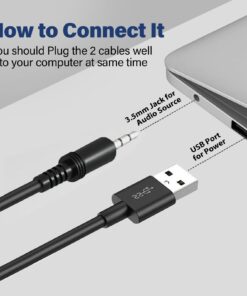 VOTNTUT Computer Speakers,Wired USB Desktop Speaker,Stereo USB Powered Mini Sound Bar Speaker for PC Tablets Desktop Laptop MP3 Mac Air/Pro((USB-C to USB Adapter Included) (Black) Black 26 61hci7pxx4L